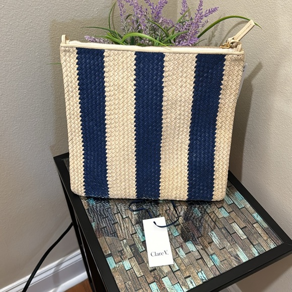 Clare .V Foldover Woven Leather Clutch - Picture 3 of 17